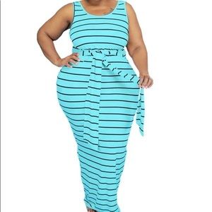 Sleeveless summer fitted dresses casual striped